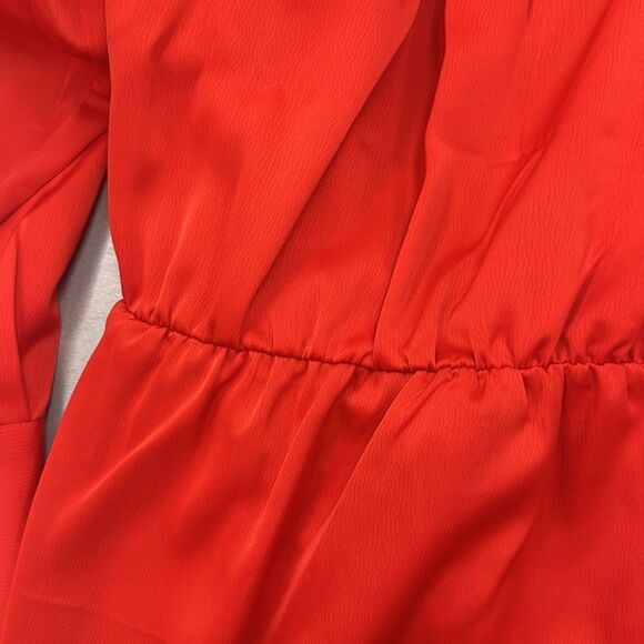 House of harlow red satin rhinestones trim wrap mini dress M - Picture 8 of 14